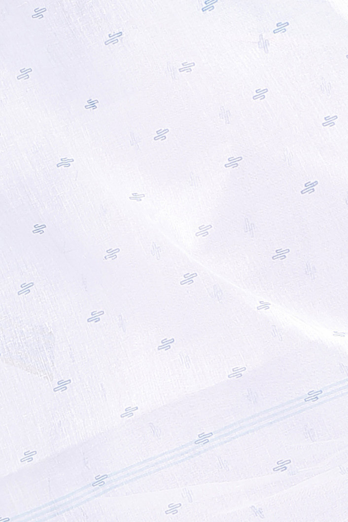 White Blue Pure Cotton Regina Tant Saree (987)